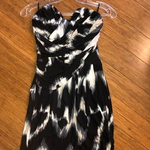 Strapless black/white/grey soft cocktail dress